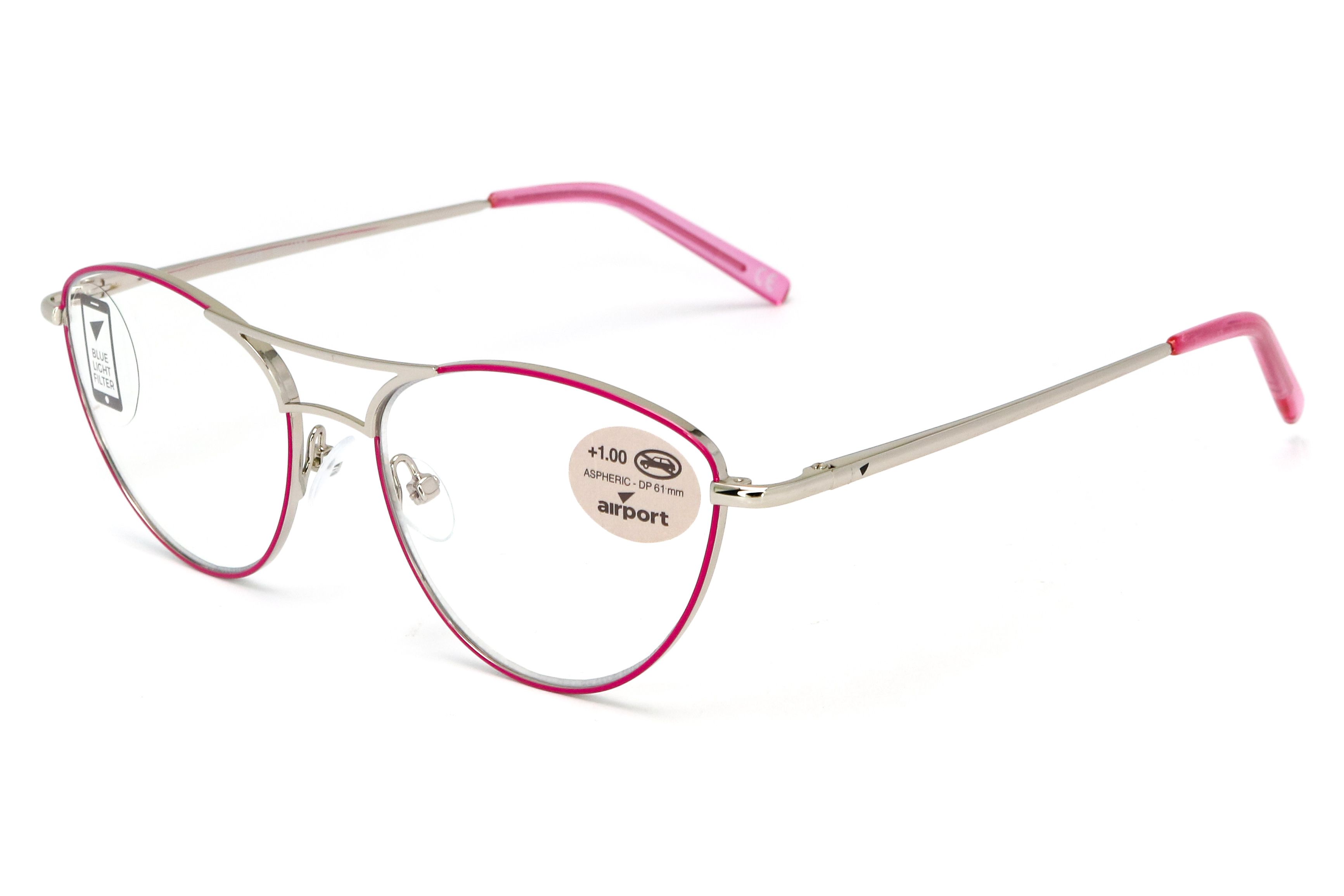 Airport Ready Reader-1865 2122 Fuchsia/Silver with Blue Light Filter
